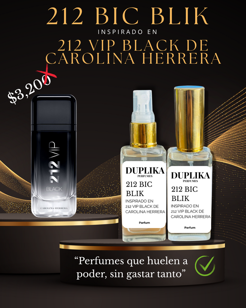 212 BIC BLIK INSP. 212 VIP BLACK DE CAROLINA HERRERA (CON NUESTRAS ETIQUETAS, 30 ML)