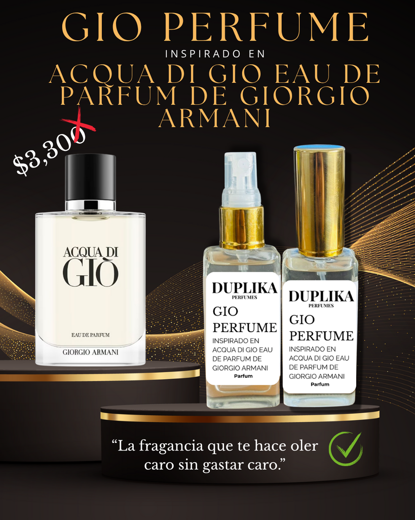 GIO PERFUME INSP. ACQUA DI GIO EAU DE PARFUM DE GIORGIO ARMANI (CON NUESTRAS ETIQUETAS, 30 ML)
