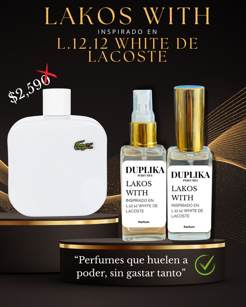 LAKOS-WITH INSP. L.12.12 WHITE DE LACOSTE (CON NUESTRAS ETIQUETAS, 30 ML)