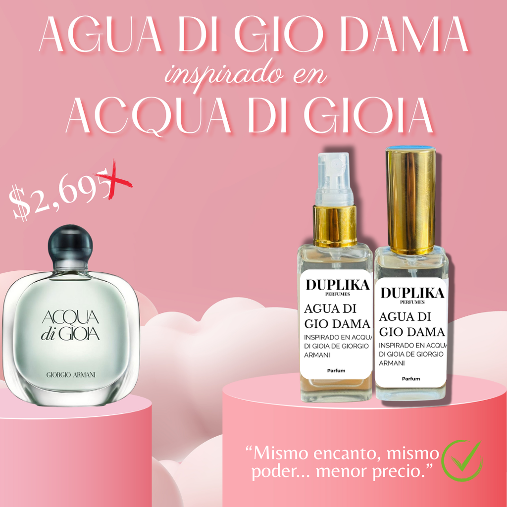 AGUA  DI GIO DAMA INSP. ACQUA DI GIOIA DE GIORGIO ARMANI (CON NUESTRAS ETIQUETAS, 30 ML)